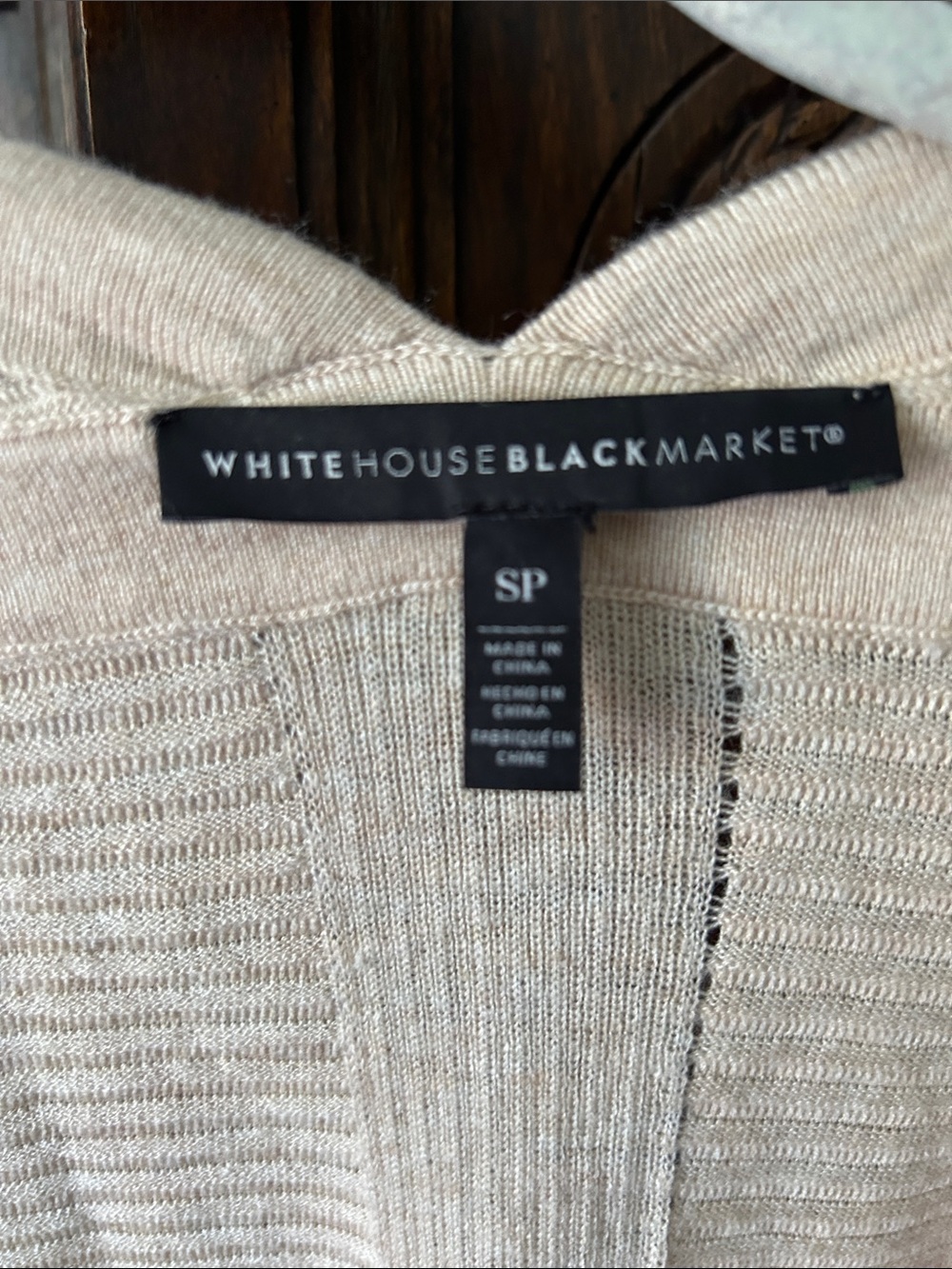 White House Black Market Light Cream Open-Front Ribbed Cardigan